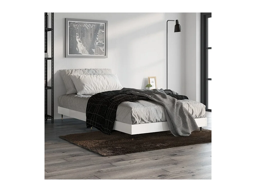 Cadre de lit sans matelas blanc brillant 90x190 cm