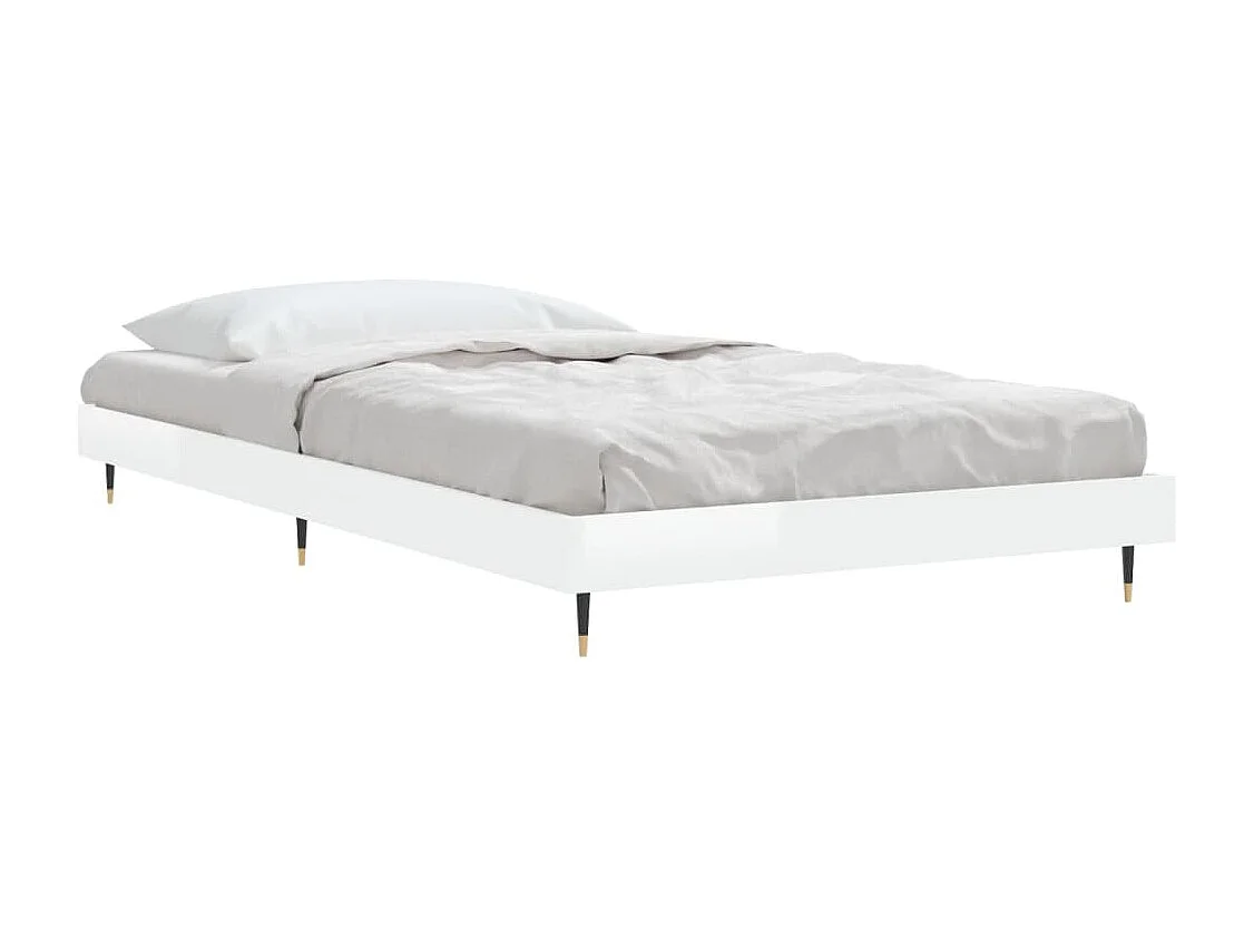 Cadre de lit sans matelas blanc brillant 90x190 cm