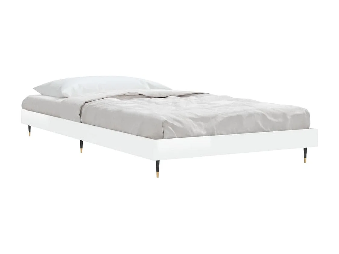 Cadre de lit sans matelas blanc brillant 90x190 cm