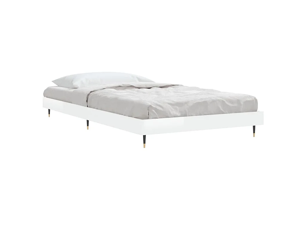 Cadre de lit sans matelas blanc brillant 90x190 cm