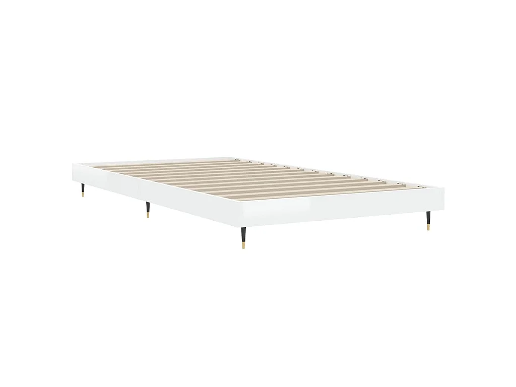 Cadre de lit sans matelas blanc brillant 90x190 cm