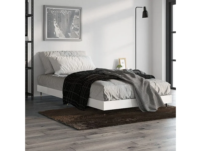 Cadre de lit sans matelas blanc brillant 90x190 cm