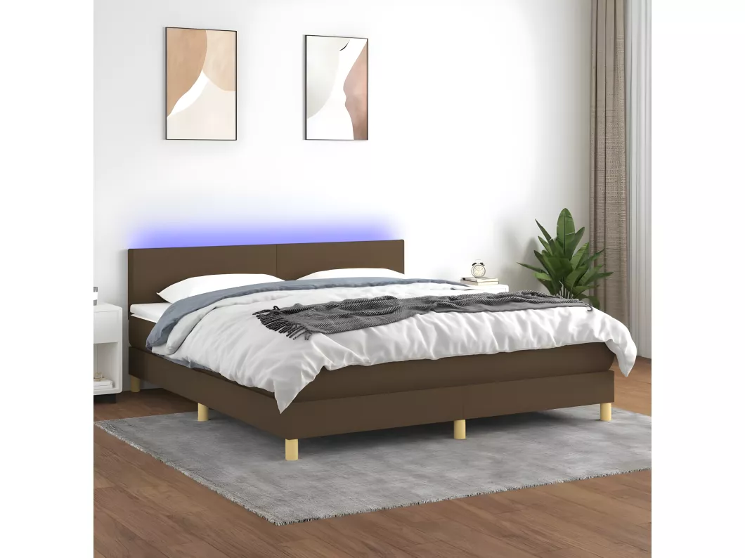 Kauf Unique Boxspringbett mit Matratze & LED Dunkelbraun 160x200 cm Stoff