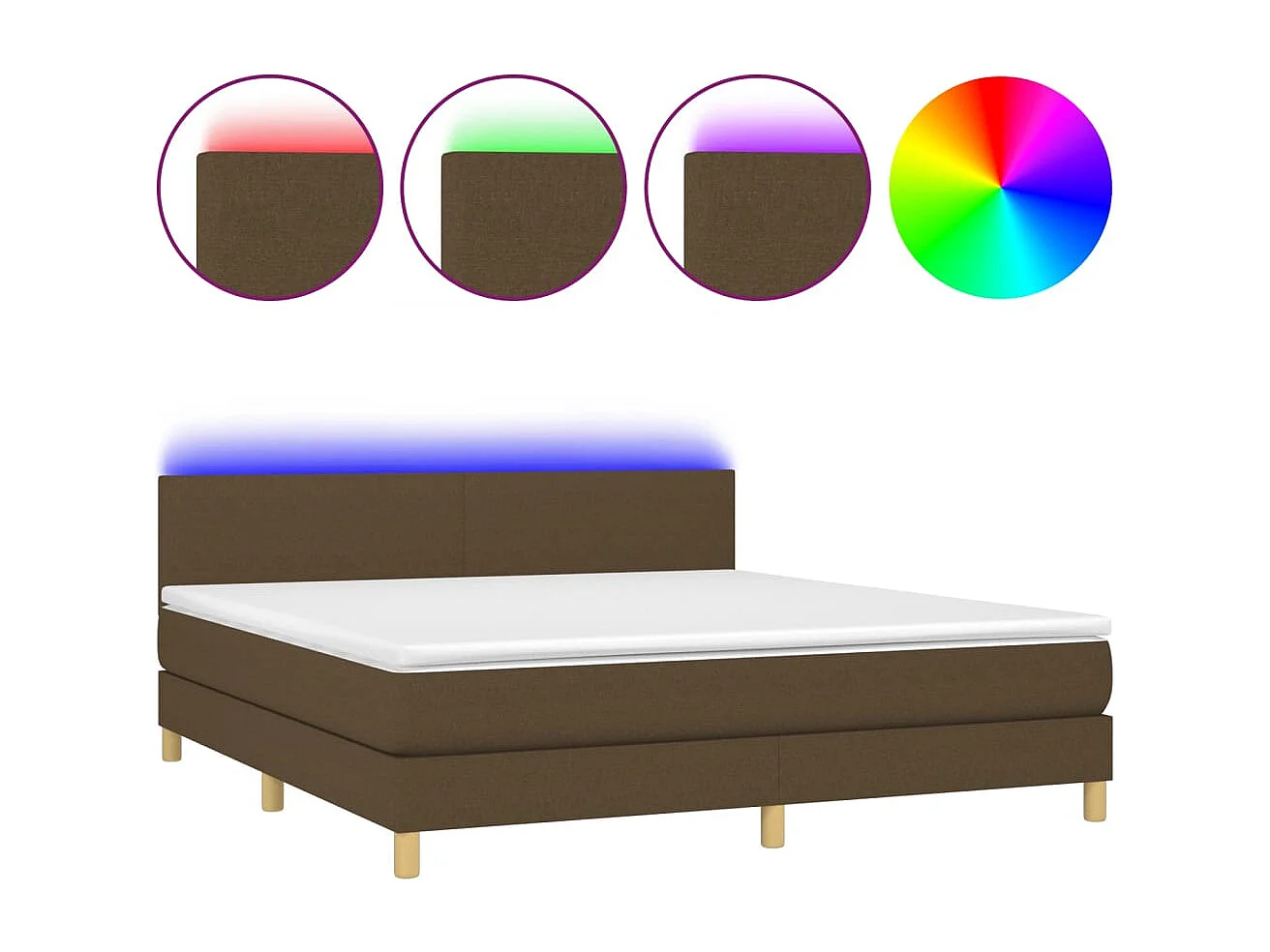 Boxspringbett mit Matratze & LED Dunkelbraun 160x200 cm Stoff