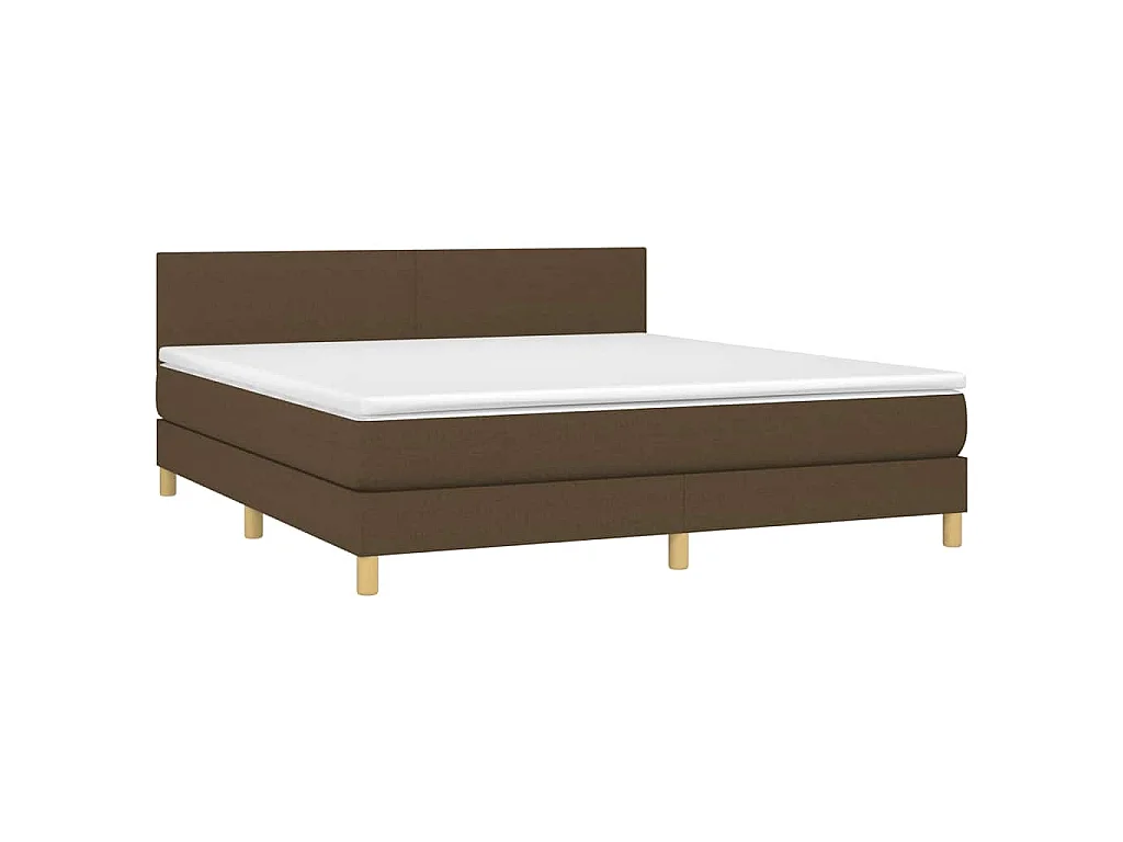 Cama box spring c/ colchão/LED 160x200cm tecido castanho-escuro