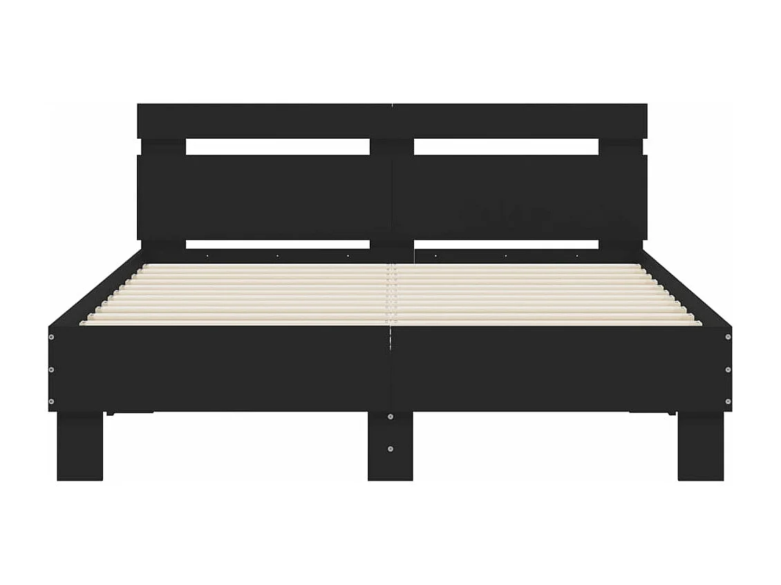 Bedframe met hoofdbord bewerkt hout zwart 120x200 cm