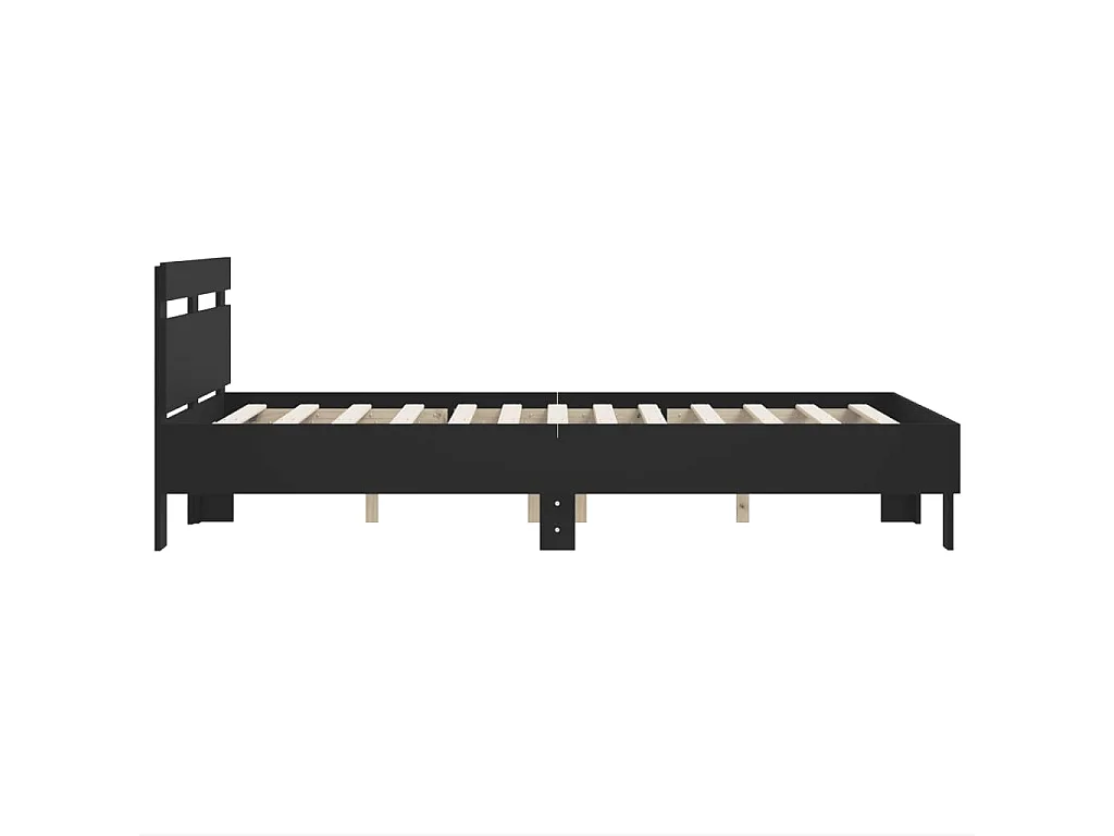 Giroletto con Testiera Nero 120x200 cm in Legno Multistrato