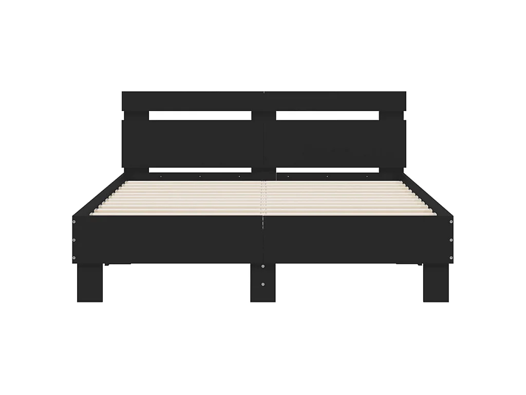 Bedframe met hoofdbord bewerkt hout zwart 120x200 cm