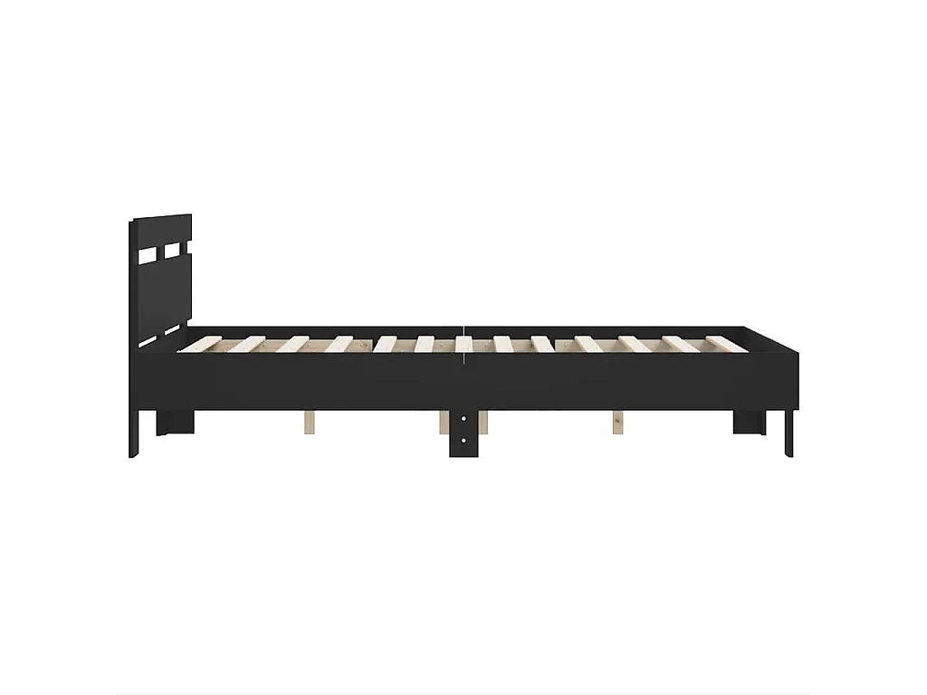 Bedframe met hoofdbord bewerkt hout zwart 120x200 cm