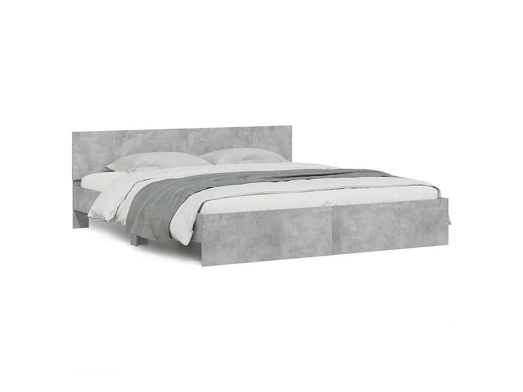 Cadre de lit sans matelas gris béton 180x200 cm