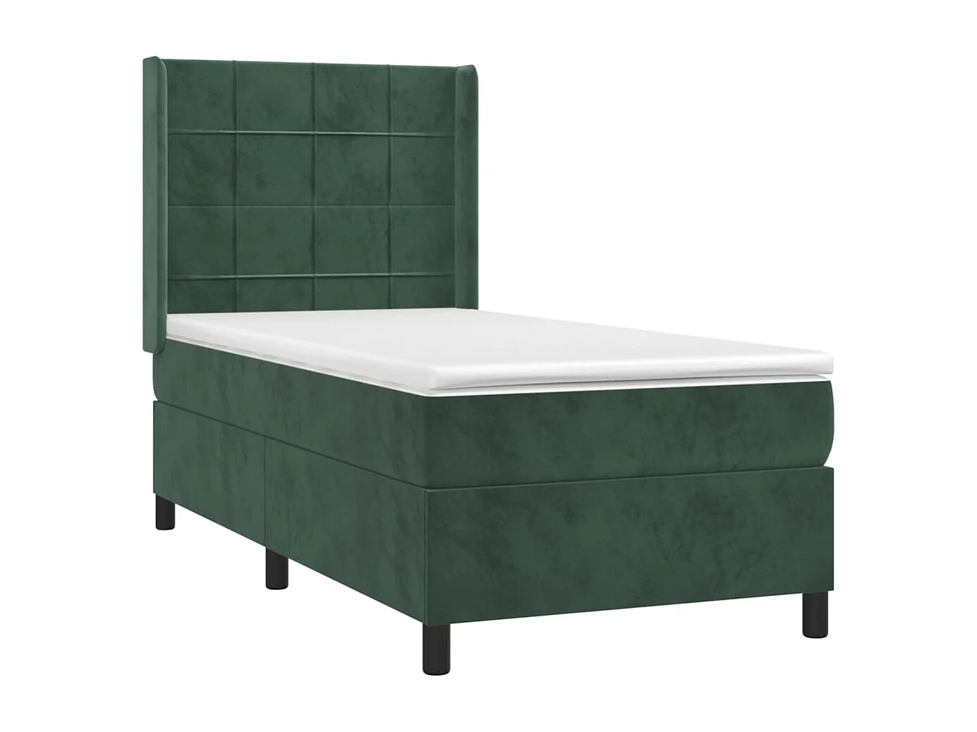 Letto a Molle con Materasso e LED Verde Scuro 90x200cm Velluto