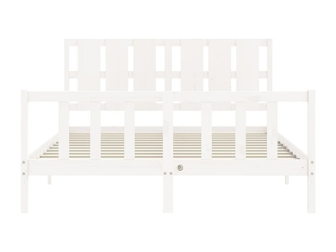 Cadre de lit sans matelas blanc bois de pin massif