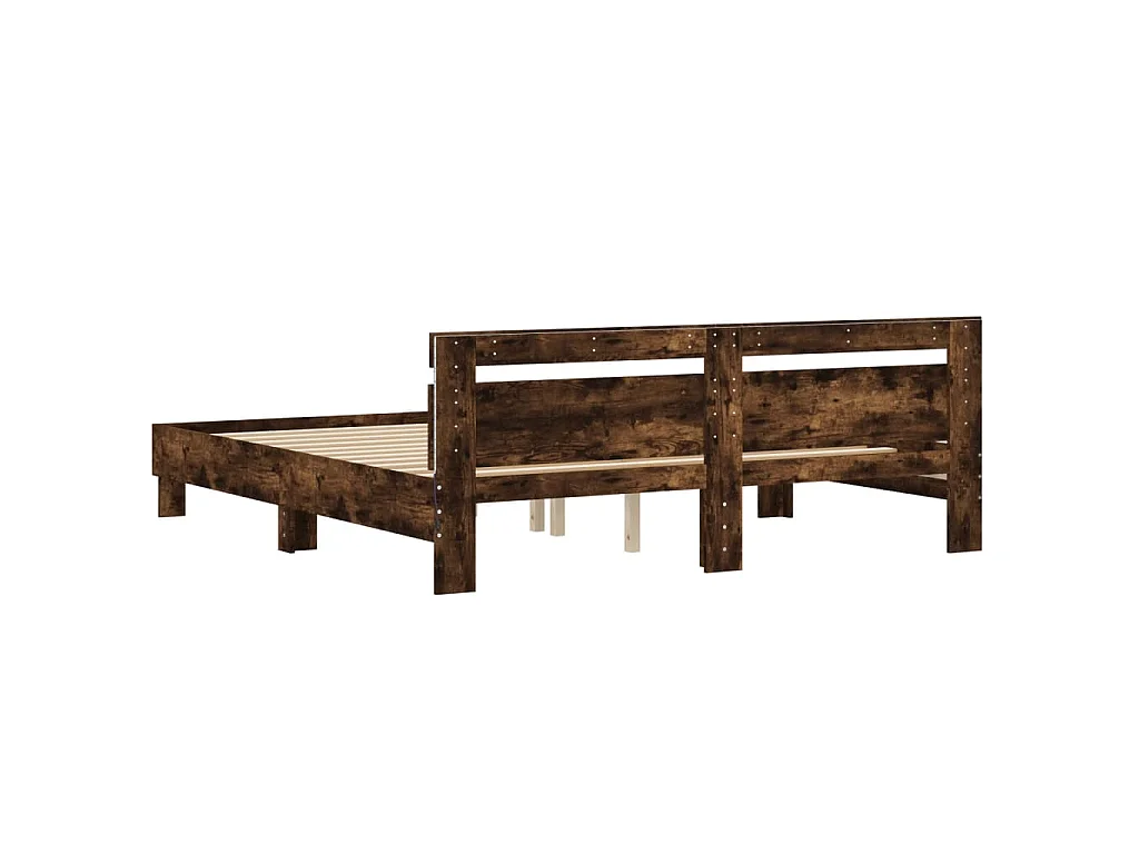Cadre de lit avec LED sans matelas chêne fumé 200x200 cm