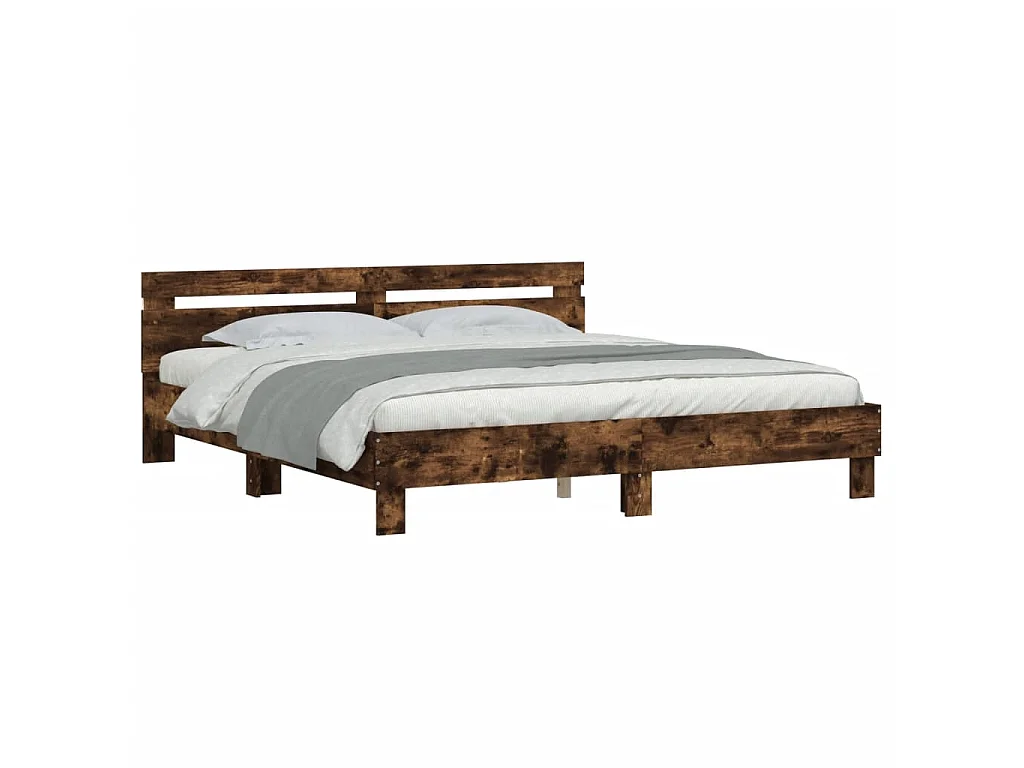 Cadre de lit avec LED sans matelas chêne fumé 200x200 cm