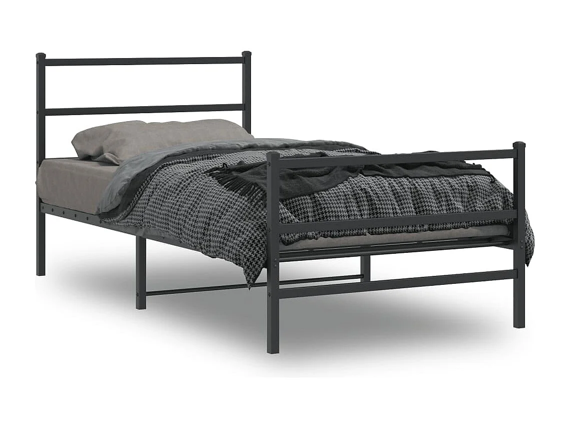 Estrutura de cama com cabeceira e pés 100x200 cm metal preto