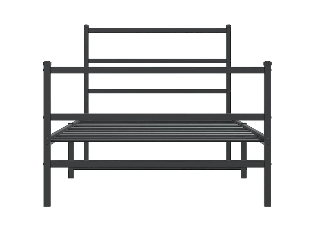 Cadre de lit métal sans matelas et pied de lit noir 100x200 cm