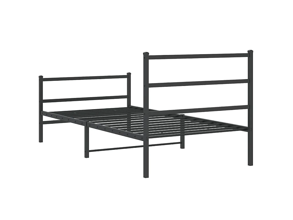 Cadre de lit métal sans matelas et pied de lit noir 100x200 cm