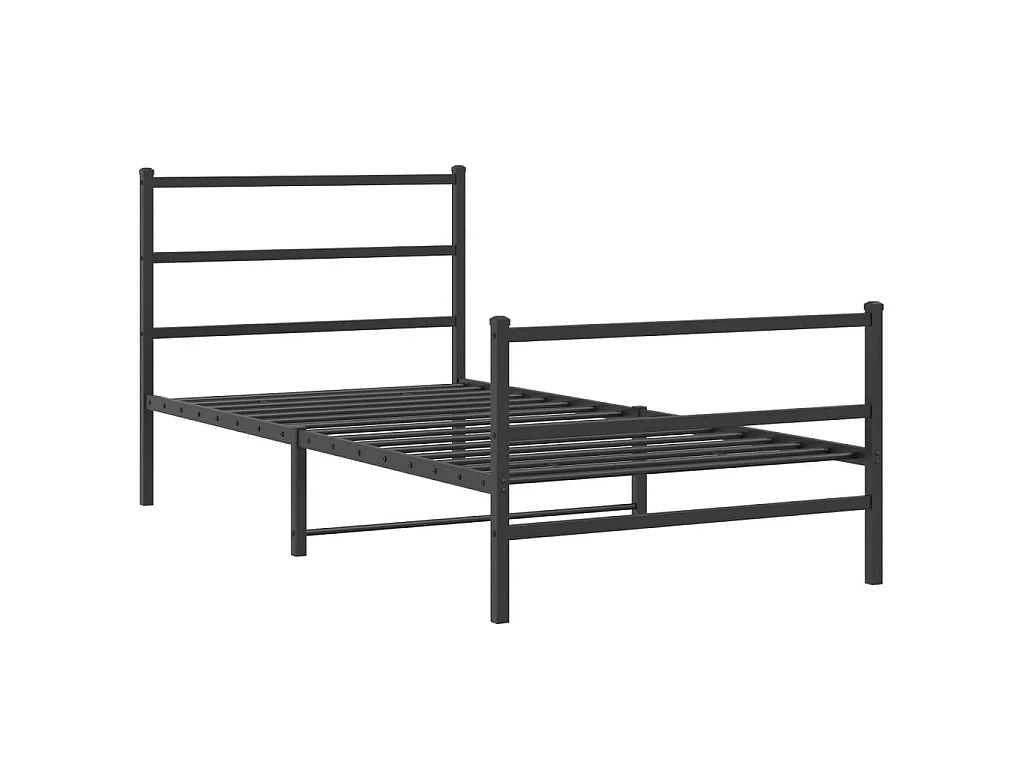 Cadre de lit métal sans matelas et pied de lit noir 100x200 cm
