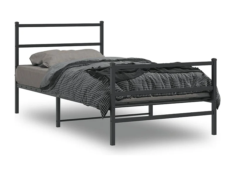 Estrutura de cama com cabeceira e pés 100x200 cm metal preto