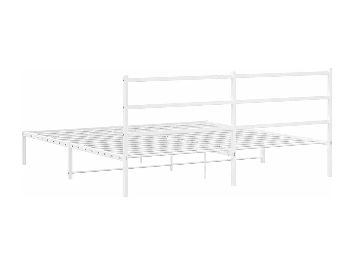 Bedframe met hoofdbord metaal wit 200x200 cm