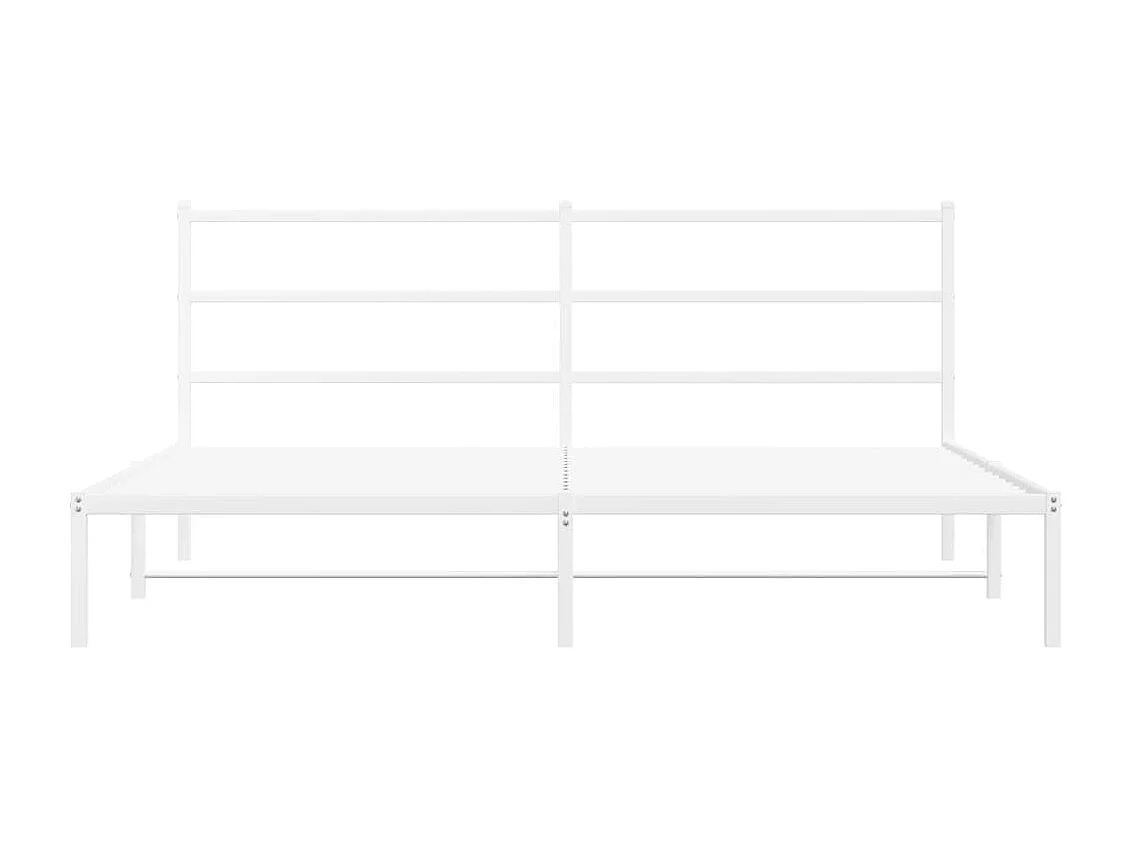 Cadre de lit métal sans matelas et tête de lit blanc 200x200 cm