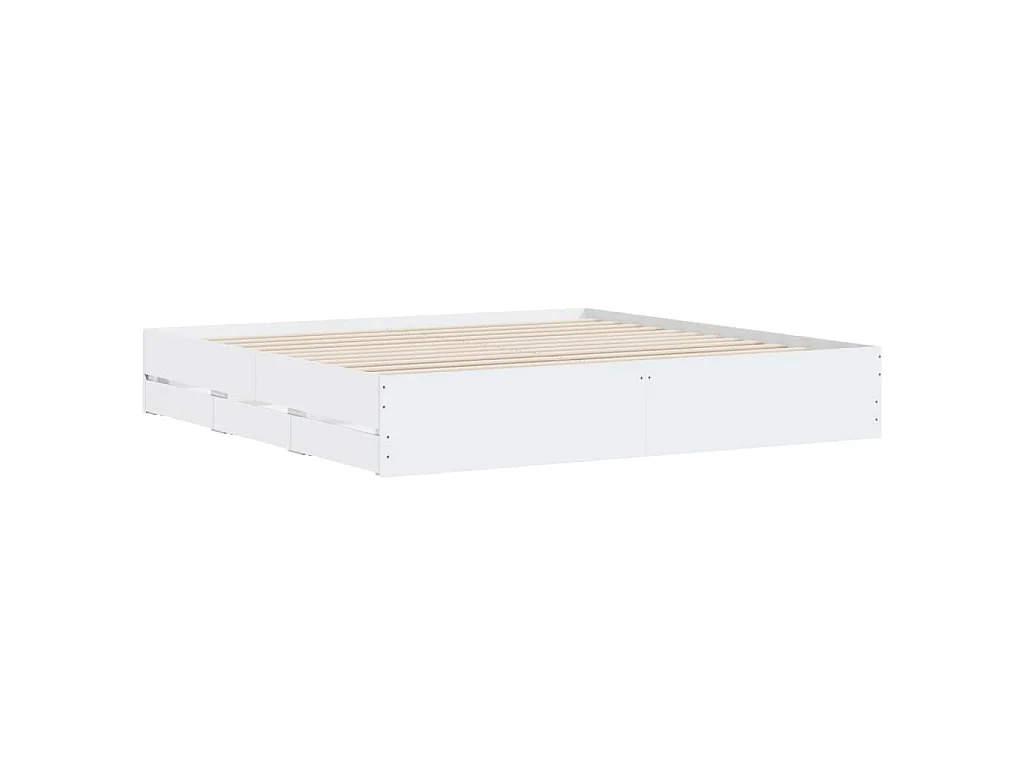 Bedframe met lades bewerkt hout wit 180x200 cm