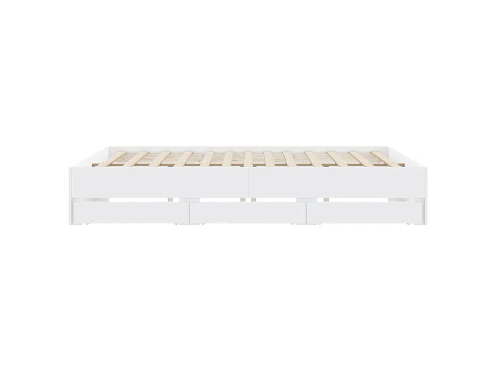 Cadre de lit avec tiroirs sans matelas blanc 180x200 cm
