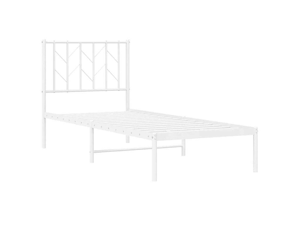 Cadre de lit métal sans matelas avec tête de lit blanc 75x190cm