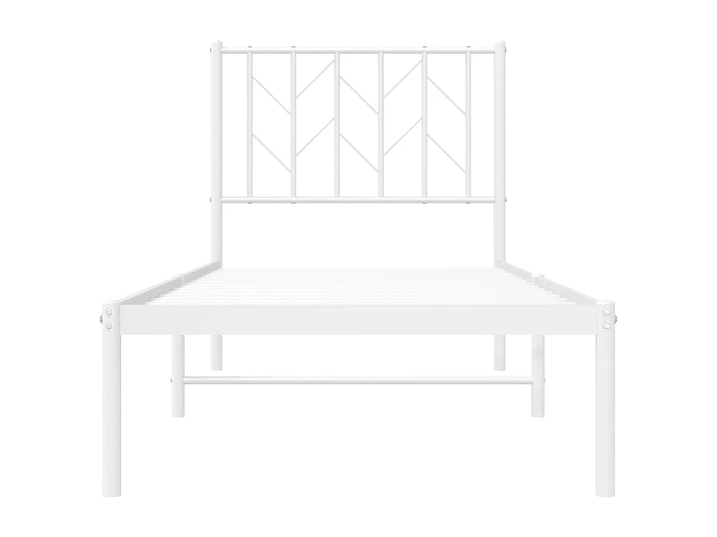 Cadre de lit métal sans matelas avec tête de lit blanc 75x190cm