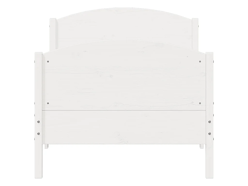 Letto senza Materasso Bianco 90x190 cm in Legno Massello Pino