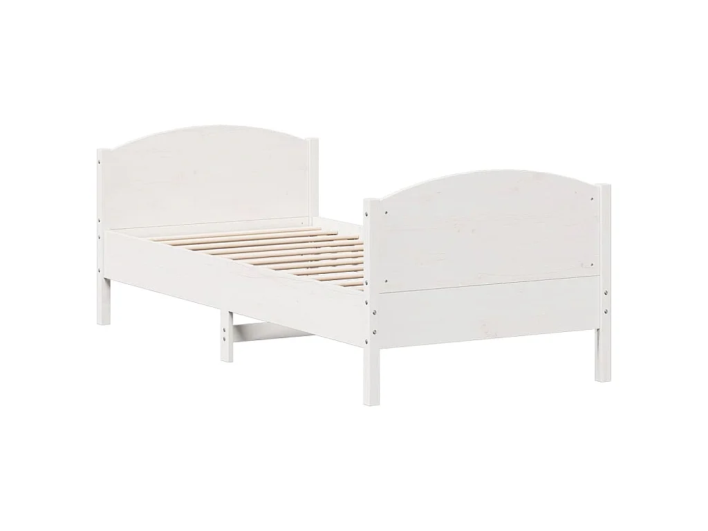 Letto senza Materasso Bianco 90x190 cm in Legno Massello Pino