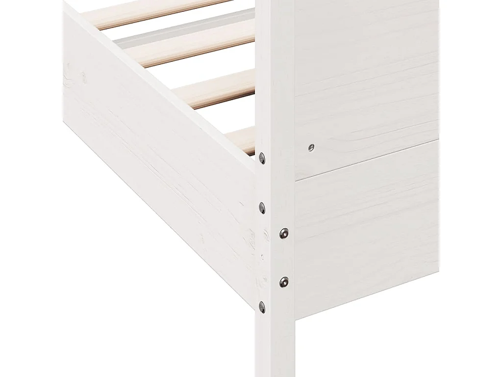 Letto senza Materasso Bianco 90x190 cm in Legno Massello Pino