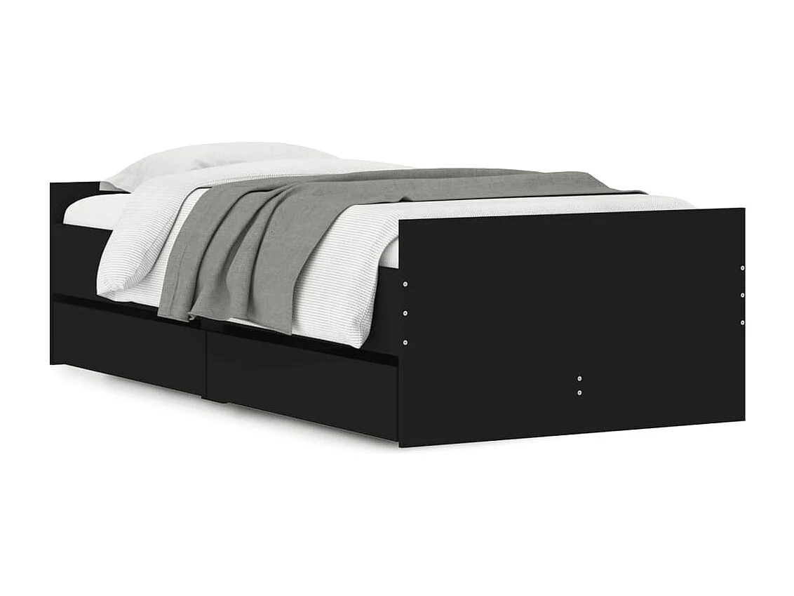 Cadre de lit avec tiroirs sans matelas noir 90x190 cm