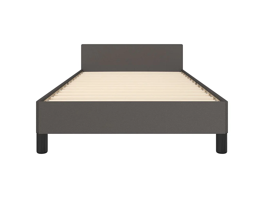Estructura de cama sin colchón cuero sintético gris 90x200 cm