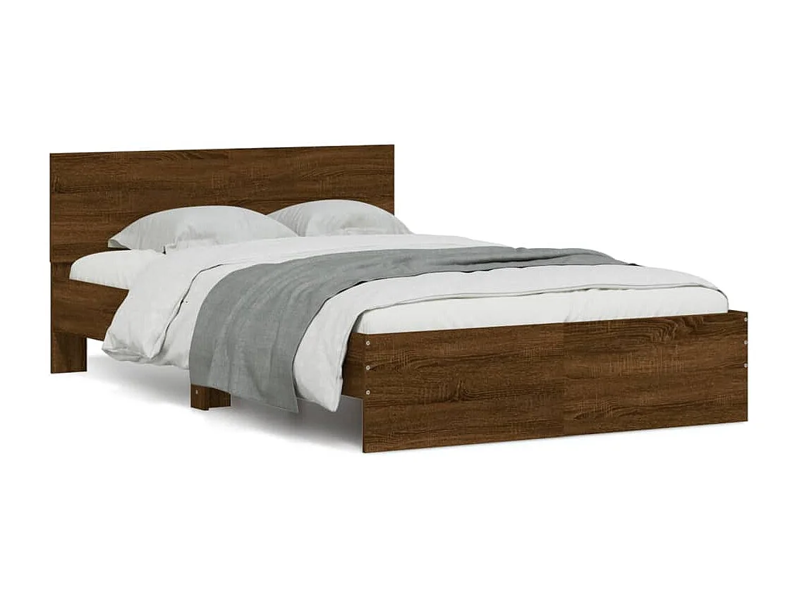 Estructura de cama con cabecero marrón roble 120x200 cm