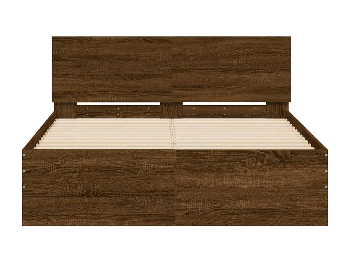 Estructura de cama con cabecero marrón roble 120x200 cm