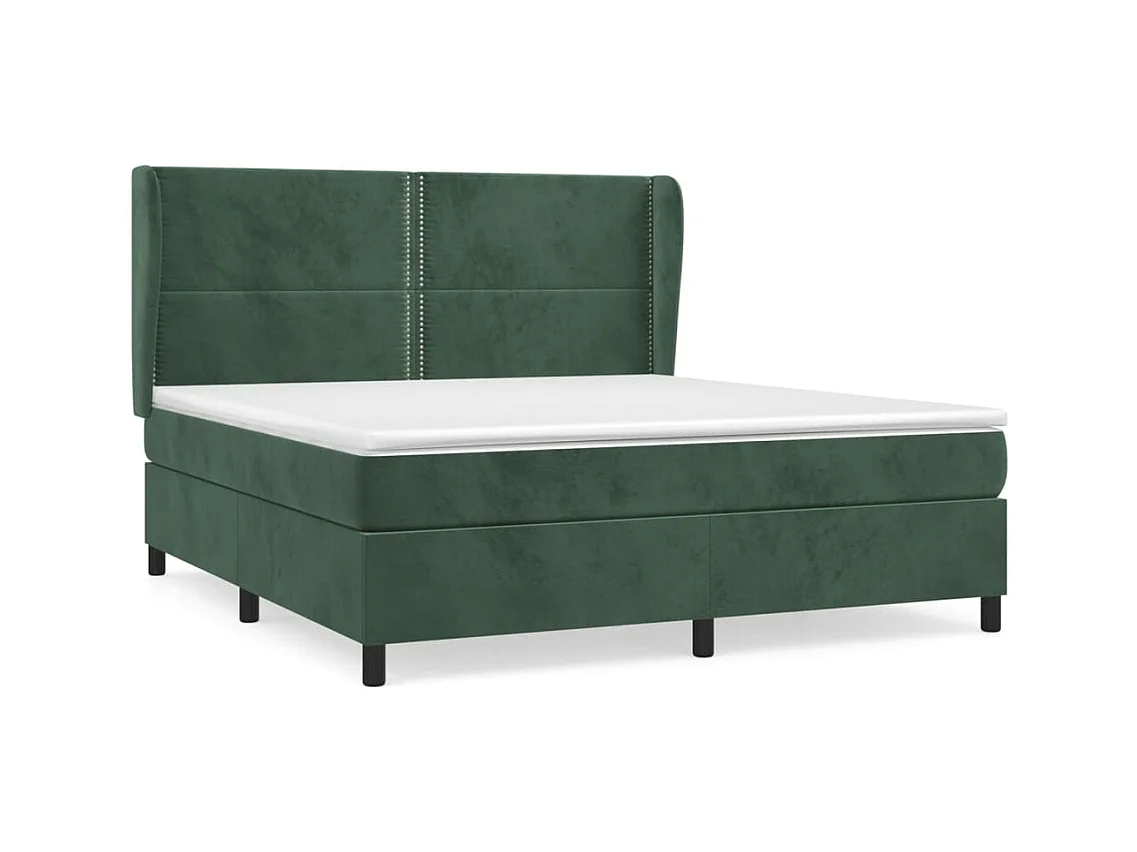 Boxspringbett mit Matratze Dunkelgrün 160x200 cm Samt