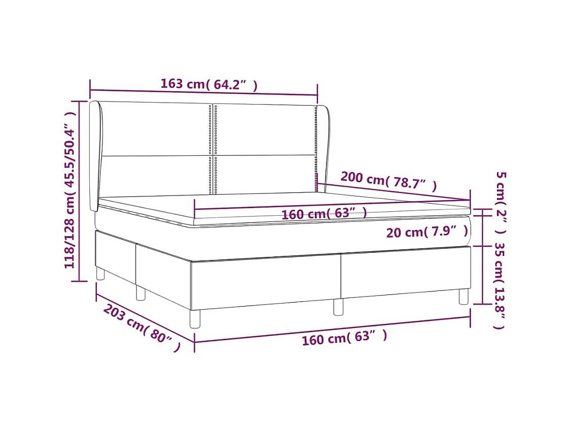 Boxspringbett mit Matratze Dunkelgrün 160x200 cm Samt