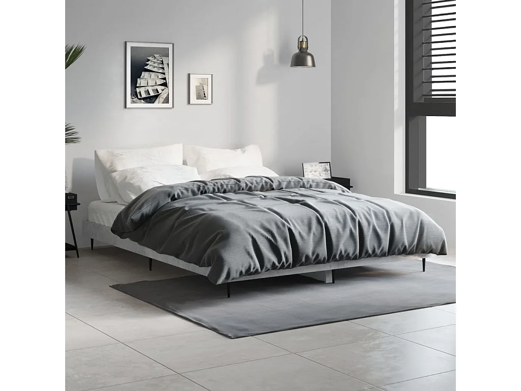Cadre de lit sans matelas gris béton 140x190 cm