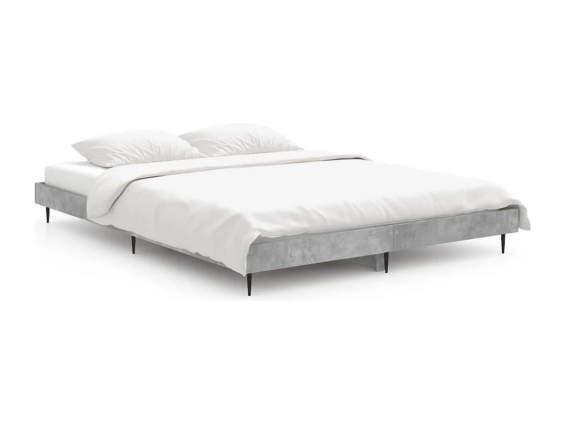 Cadre de lit sans matelas gris béton 140x190 cm