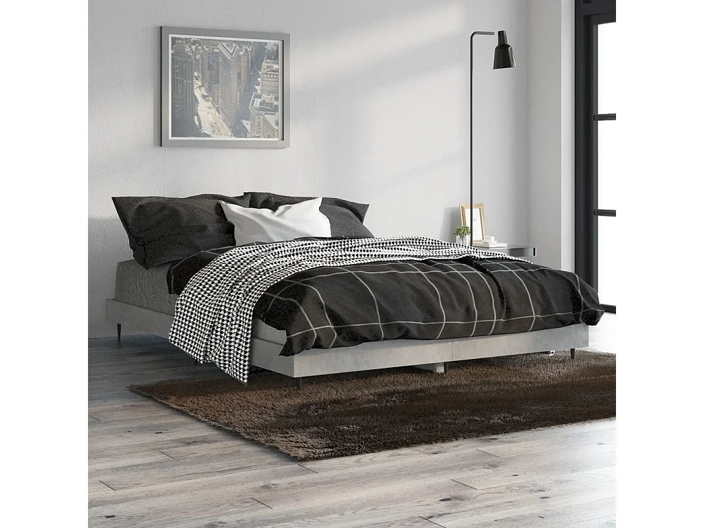 Cadre de lit sans matelas gris béton 140x190 cm