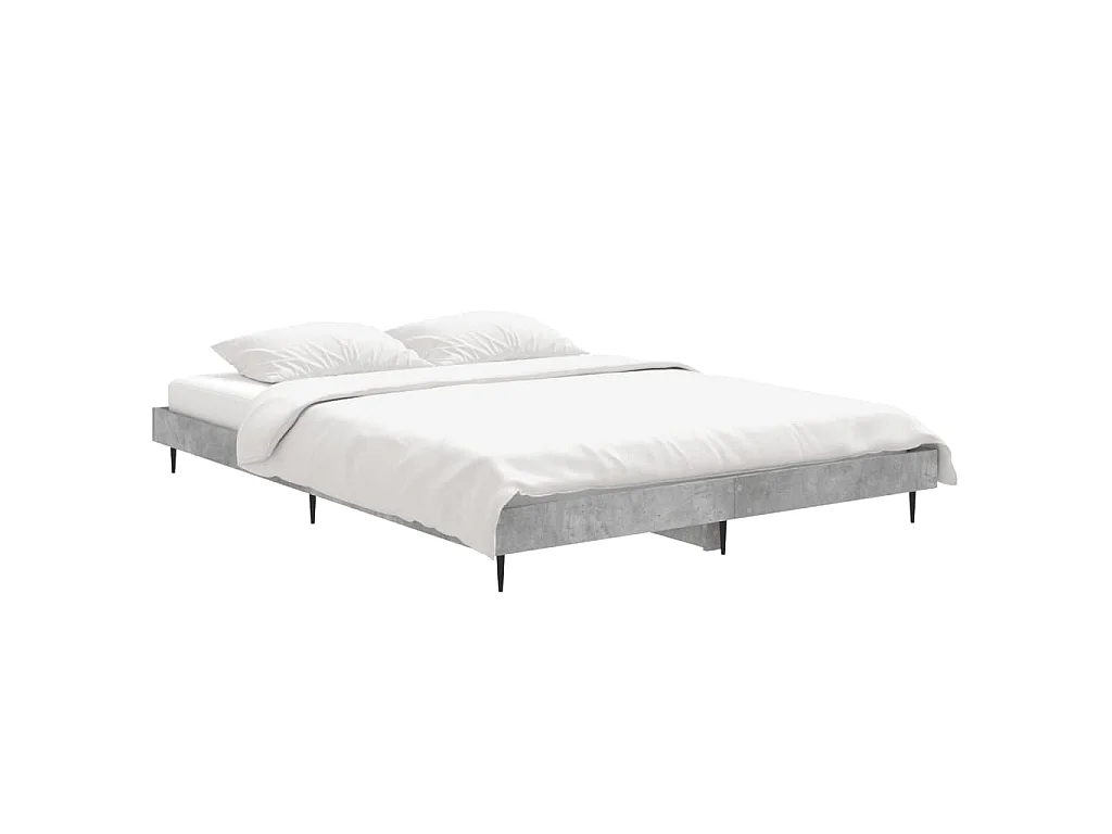 Cadre de lit sans matelas gris béton 140x190 cm