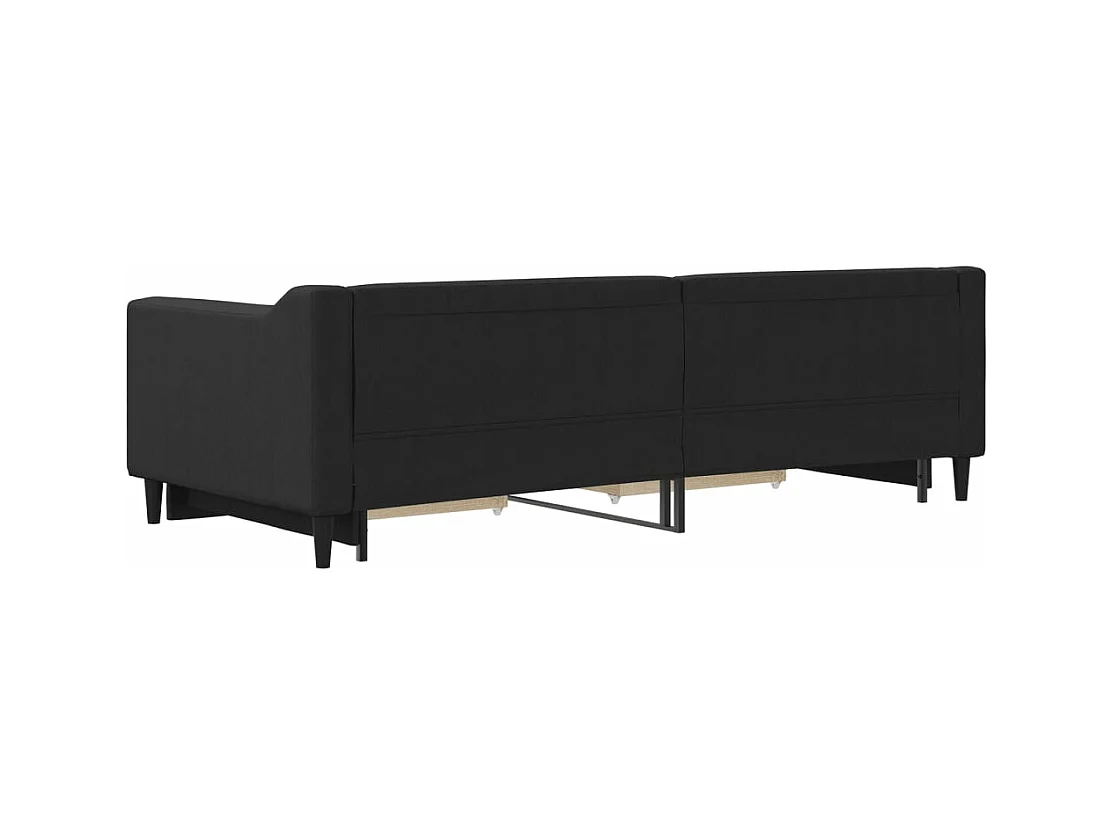 Lit de jour avec gigogne et tiroirs sans matelas noir 90x200 cm