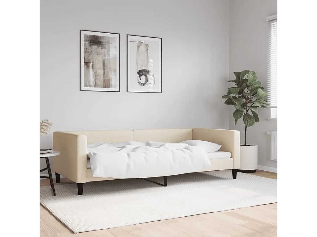 Tagesbett Creme 90x200 cm Stoff