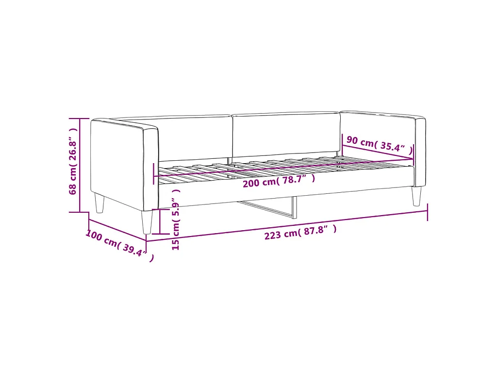 Tagesbett Creme 90x200 cm Stoff