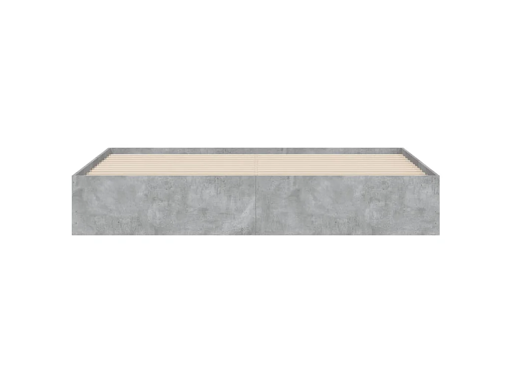 Cadre de lit avec tiroirs sans matelas gris béton 200x200 cm