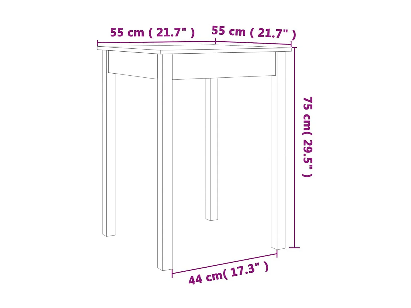 Table à manger cire marron 55x55x75 cm bois massif de pin