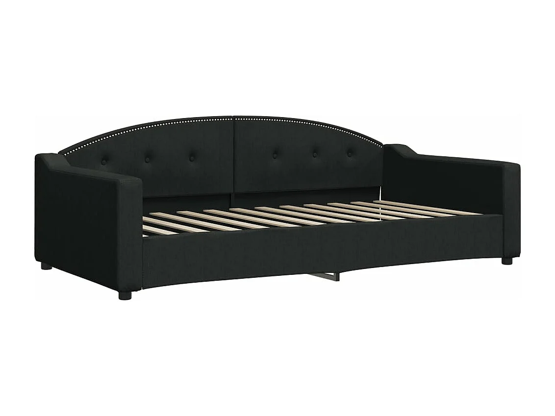 Divano Letto Estraibile con Cassetti Nero 100x200 cm in Tessuto