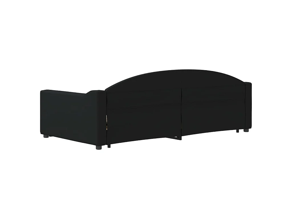 Sofá-cama com gavetão e gavetas 100x200 cm tecido preto