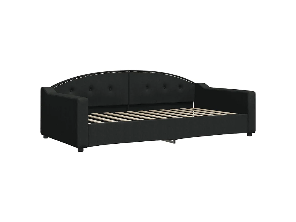 Sofá-cama com gavetão e gavetas 100x200 cm tecido preto